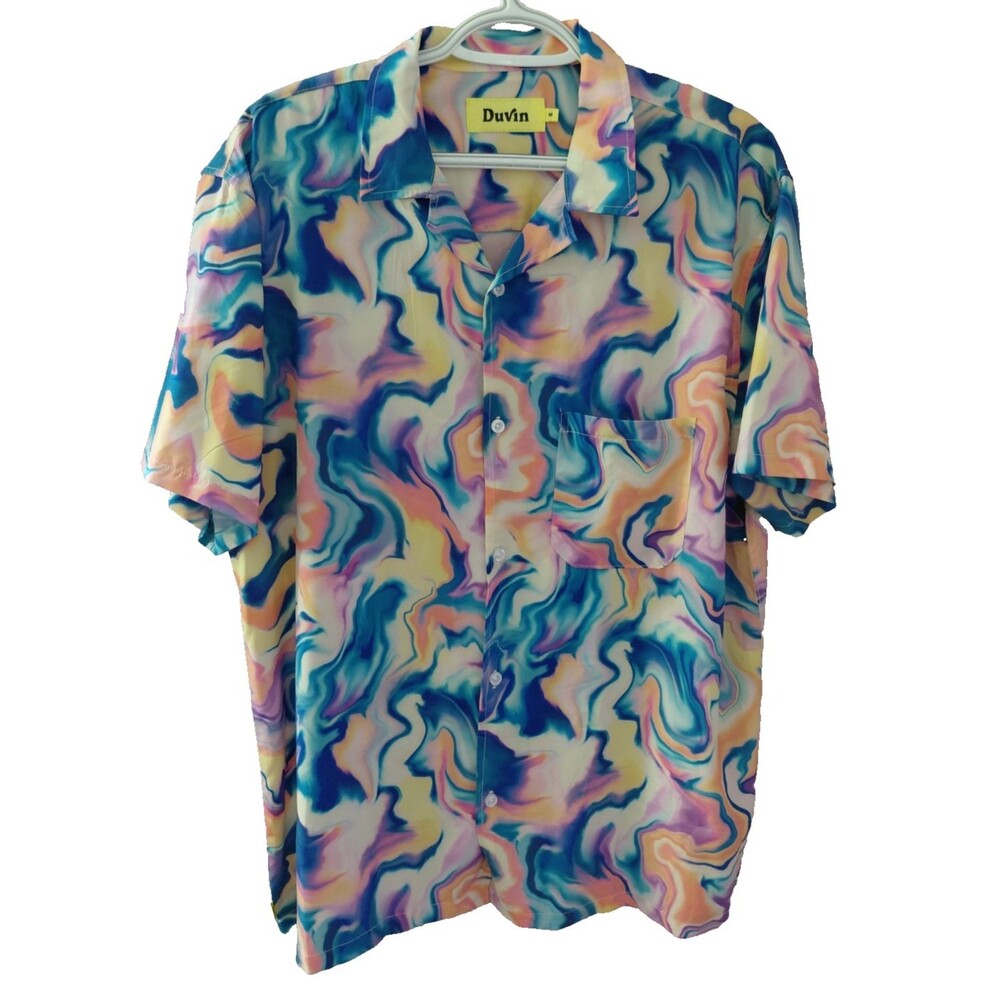 Duvin Design Men’s Marble Button Up Lightweight Shirt Size Medium